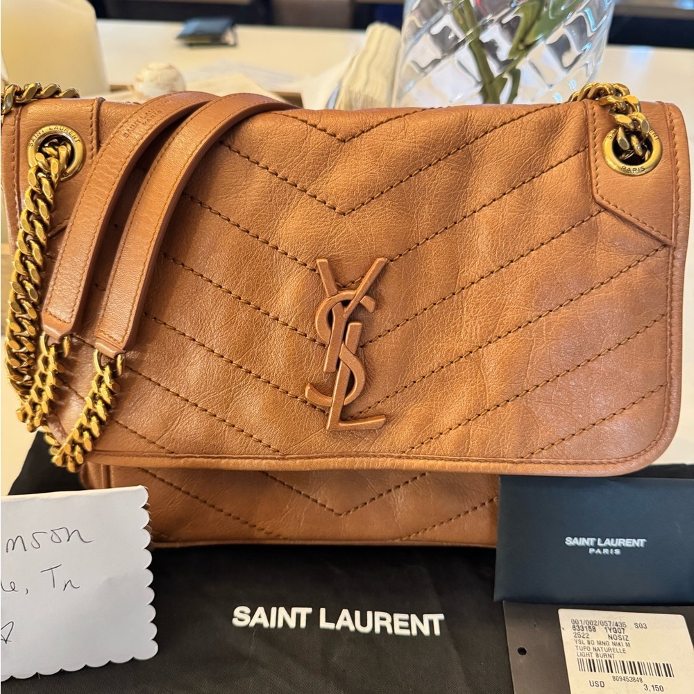 Saint Laurent Carmel Leather Medium Niki Bag